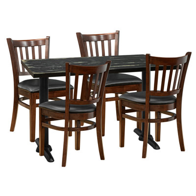 Jr School 4 - Person Solid Wood Solid Wood Top Pedestal Dining Set