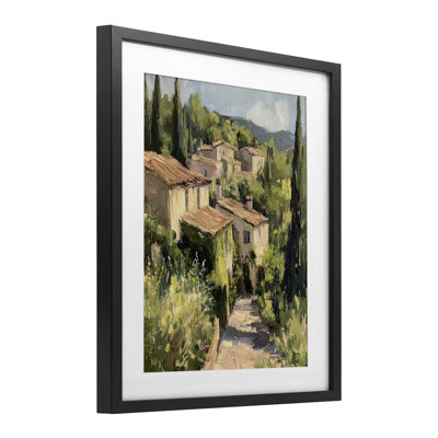 «Expressionist Village Buildings», impression encadrée sous verre, design par Petal Prints Design