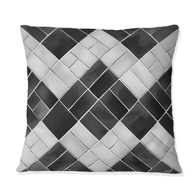 Black Herringbone Print - Transitional Throw Pillow
