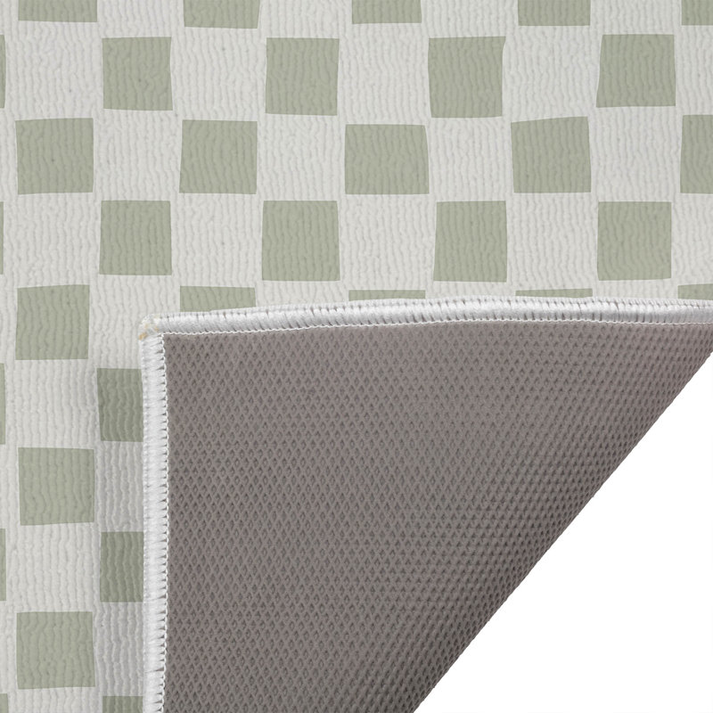 Checkered Absorbent Non-Skid Rectangular Toilet Mat