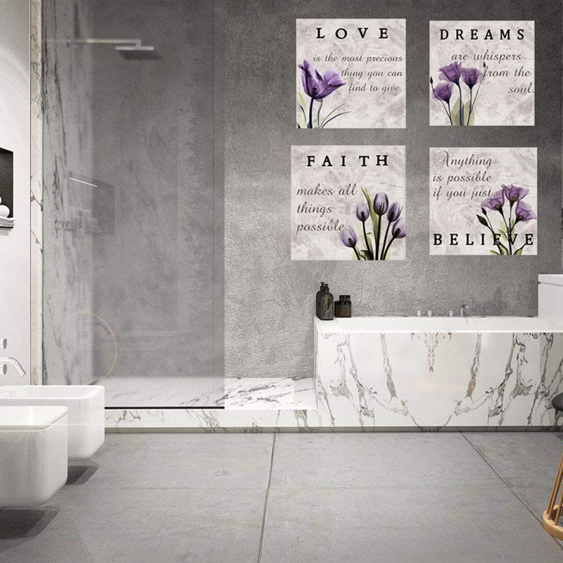 Mauve mauve, ensemble de 4 impressions sur toile tendue