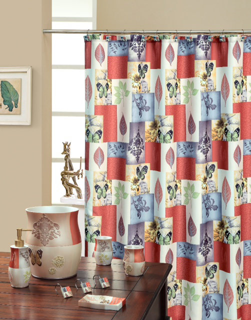 Allenside Floral Shower Curtain, Rust / Beige