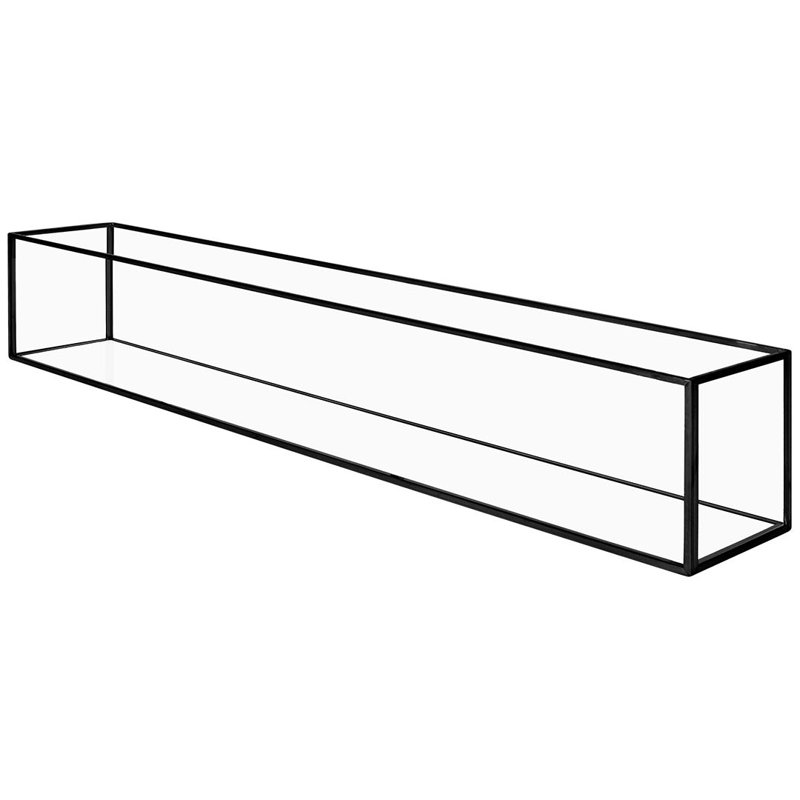 Support pour porte-bougie noir long en verre, 24 pouces