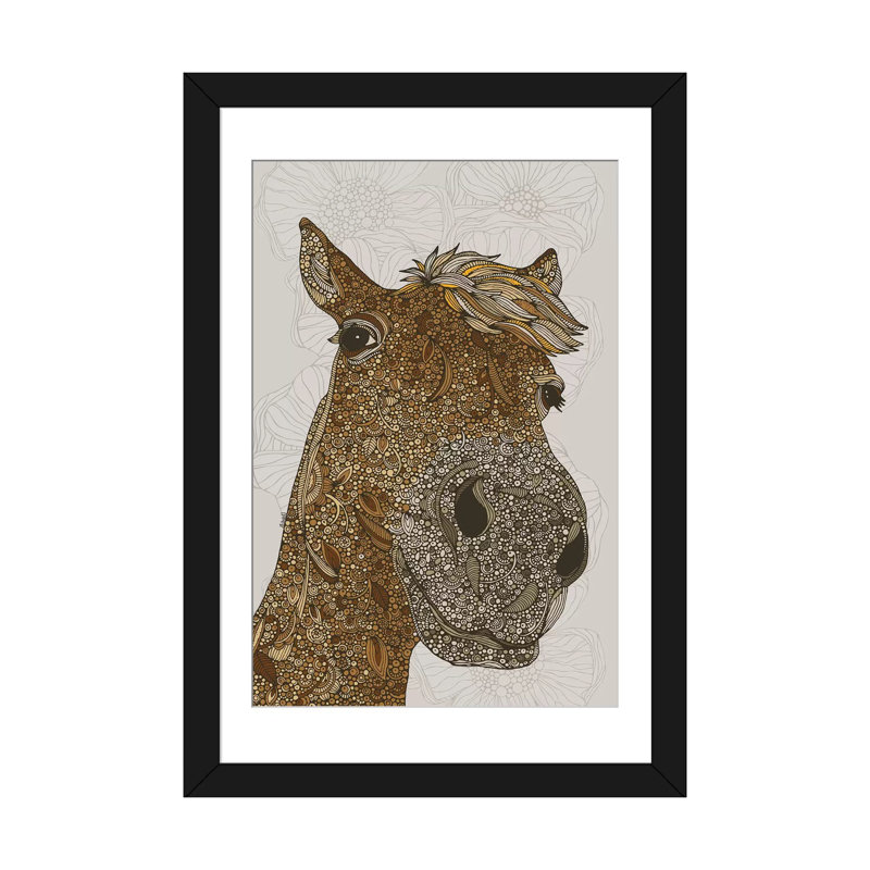 «The Horse», impression sur toile tendue, H 32 po x l 24 po x P 1 po, Papier d'art encadré noir, Blanc