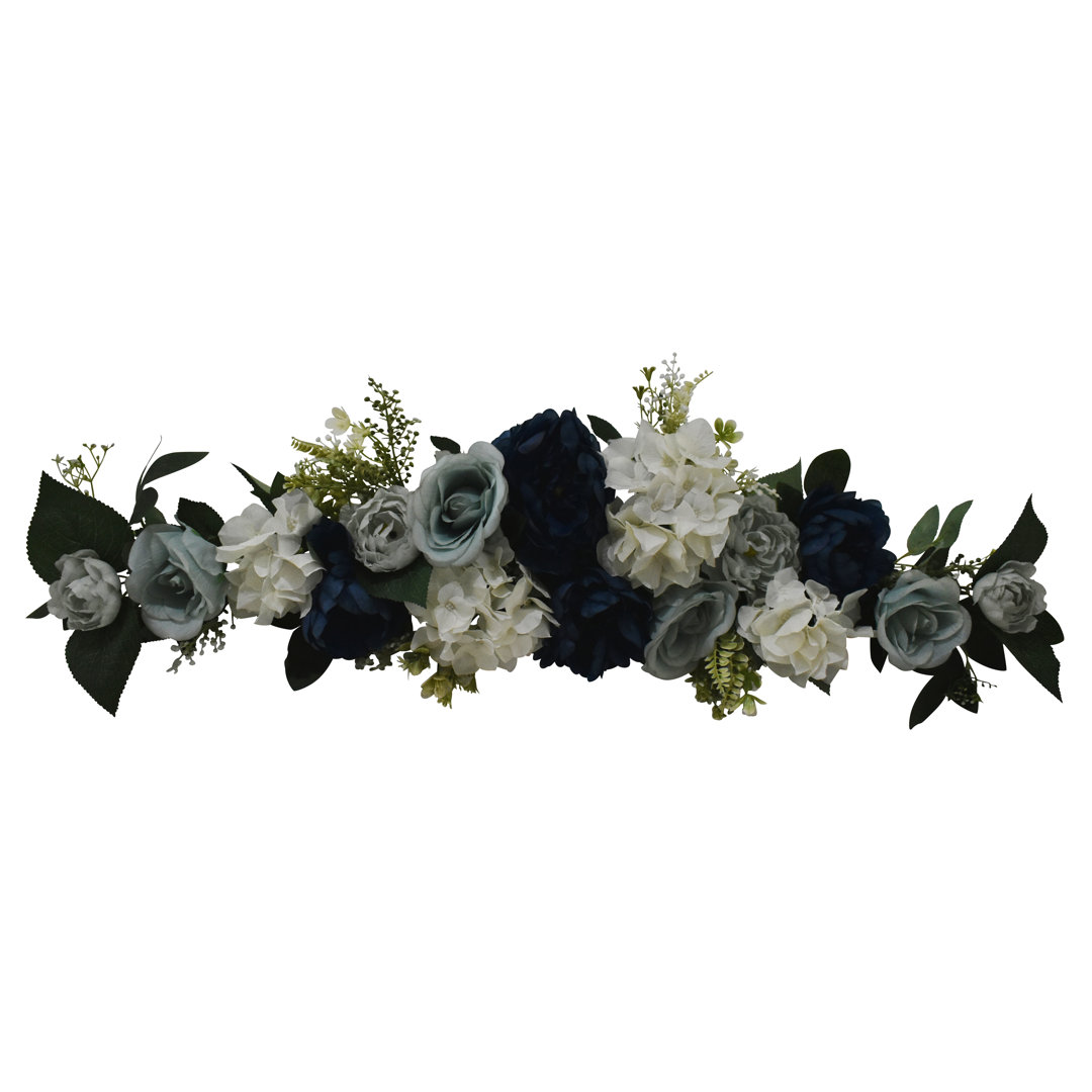 32" Blue Peony Rose Hydrangea Swag Primrue