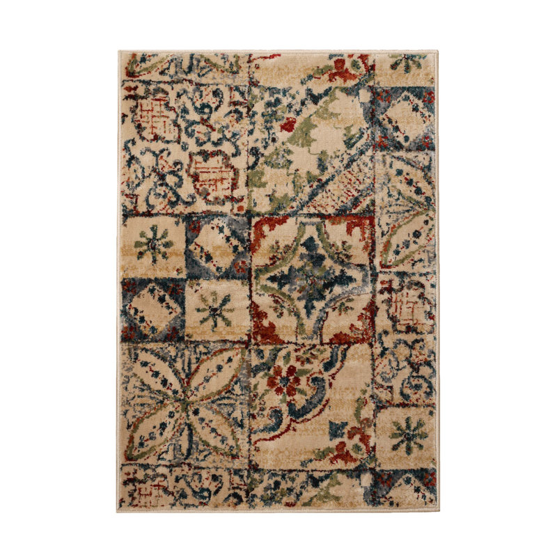 Tapis patchwork rustique 100% polypropylène Vanessa, Rectangulaire 2 pi x 3 pi
