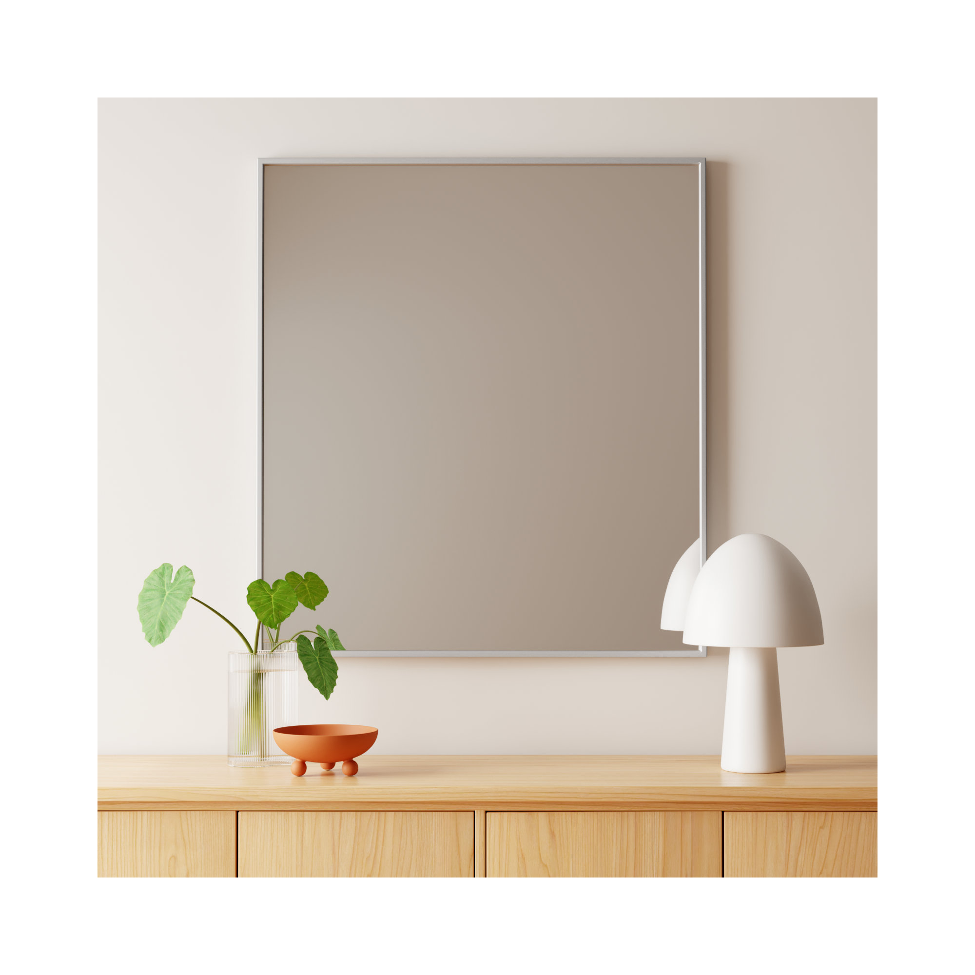 Sabine Metal Rectangle Wall Mirror, 40" x 36", Silver