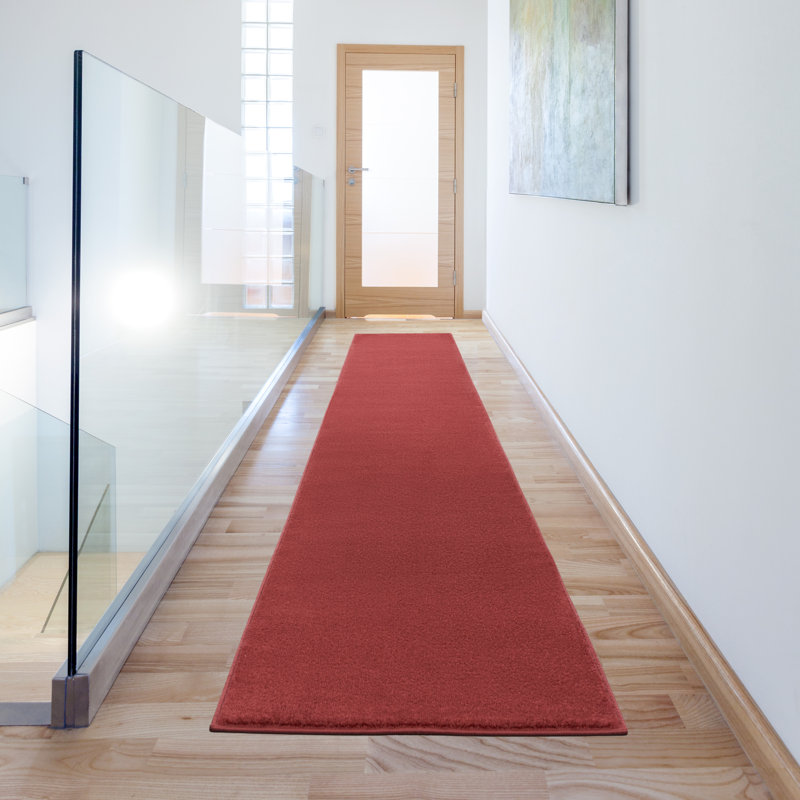 Tapis intérieur / extérieur rouge Mullican Sandy, Tapis de couloir 2 pi 2 po x 18 pi