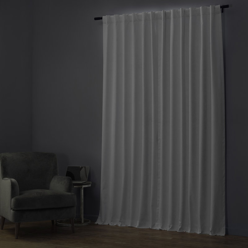 Dondie Extra Wide Performance Polyester Hotel Blackout Curtains - Single Panel Drapes, 100" W x 84" L, White