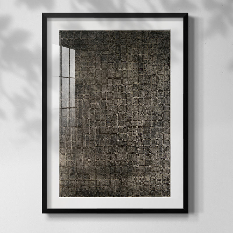 " Lattice Luster III ", Black Framed Paper, White