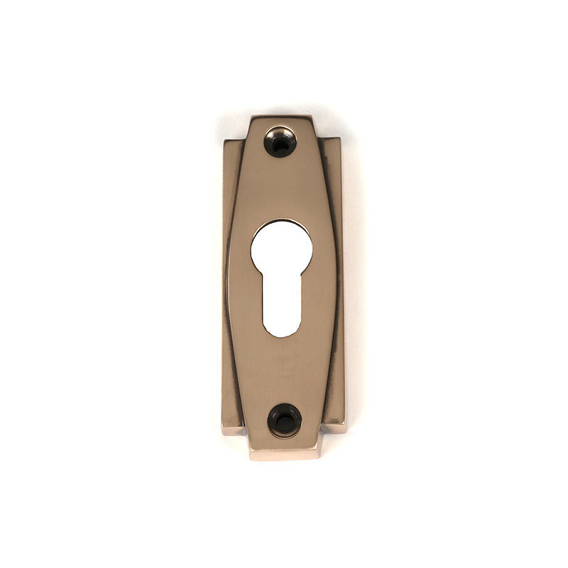 Art Deco Bronze Euro Escutcheon, Polished Bronze