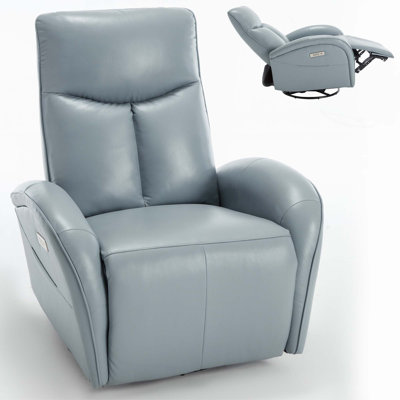 Leatheraire Swivel And Rocker Power Recliner Chair With Lumbar Support, Max Swivel Degree 270°, Heavy Duty Motion Mechanism With Usb And Type-C Ports