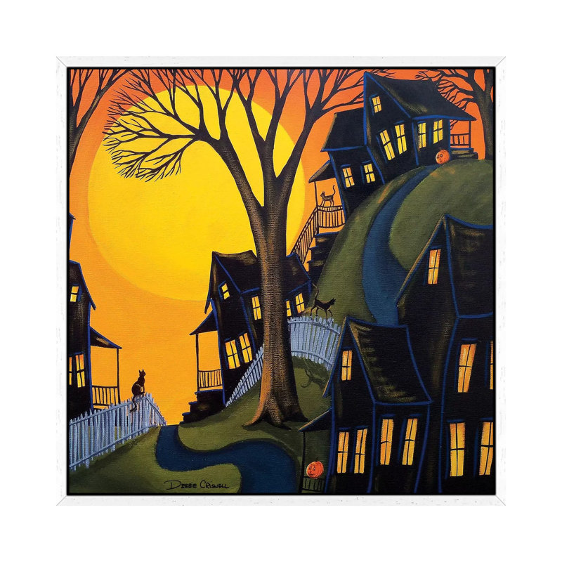 Black Cats Prowl by Debbie Criswell - Painting on Canvas, 93.98 cm H x 93.98 cm W, White Framed