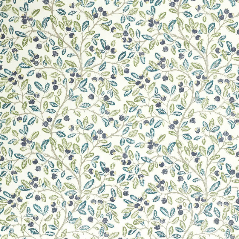 Wild Berries Fabric, Blueberry/Sage