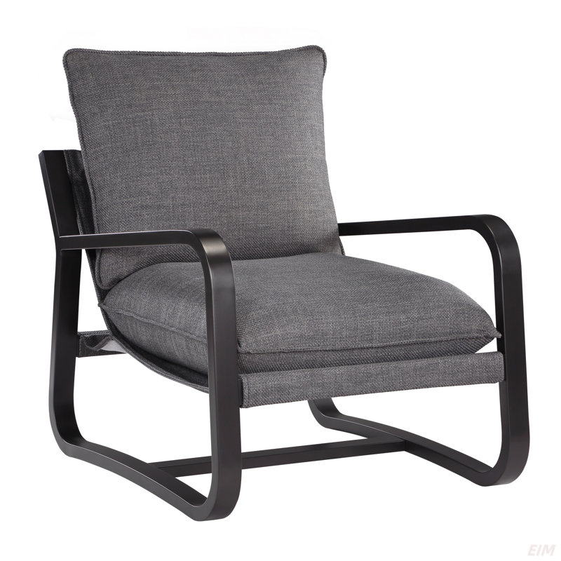 Blaire Sling Chair Upholstered In Fabric With Metal Frame, Charcoal