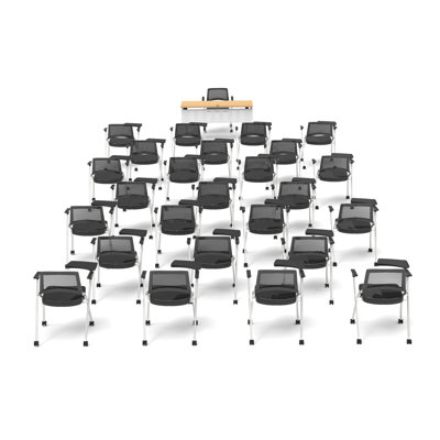 Novelty 26 Person Flip Top 22'' L Modular Training Table and Chair Set with Casters and Modesty Panel