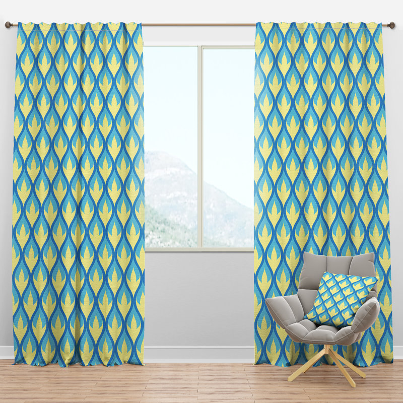 Panneau de rideau simple semi-diaphane avec passe-tringle Mid-Century Design, l 52 po x L 95 po