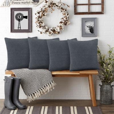 Shadwell Striped Square Scatter Crushed Velvet Cushion Cover