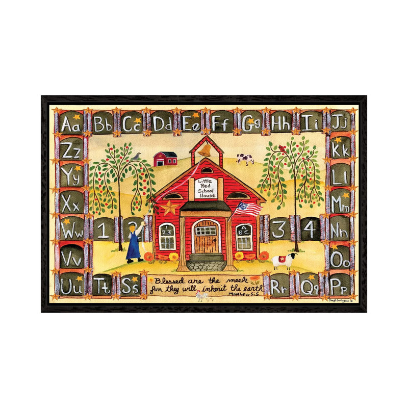 Little Red School House by Cheryl Bartley - Print on Canvas, 66.04 cm H x 45.72 cm W, Black Framed