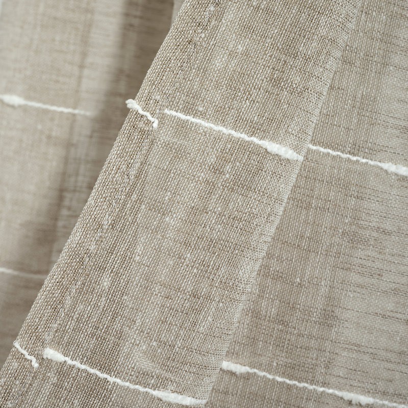 Farmhouse Textured Sheer Polyester Sheer Curtain Pair, Neutral, 38" W x 84" L