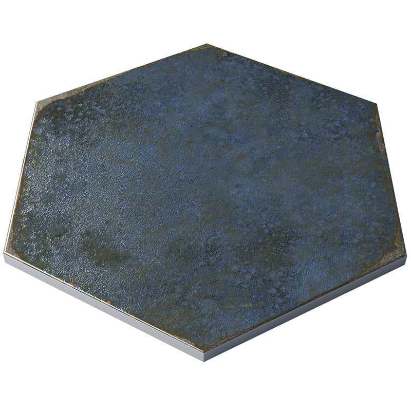 Carreau de porcelaine pour plancher et mur aspect béton poli 9,13 po x 10,51 po Mandalay Hex, Bleu