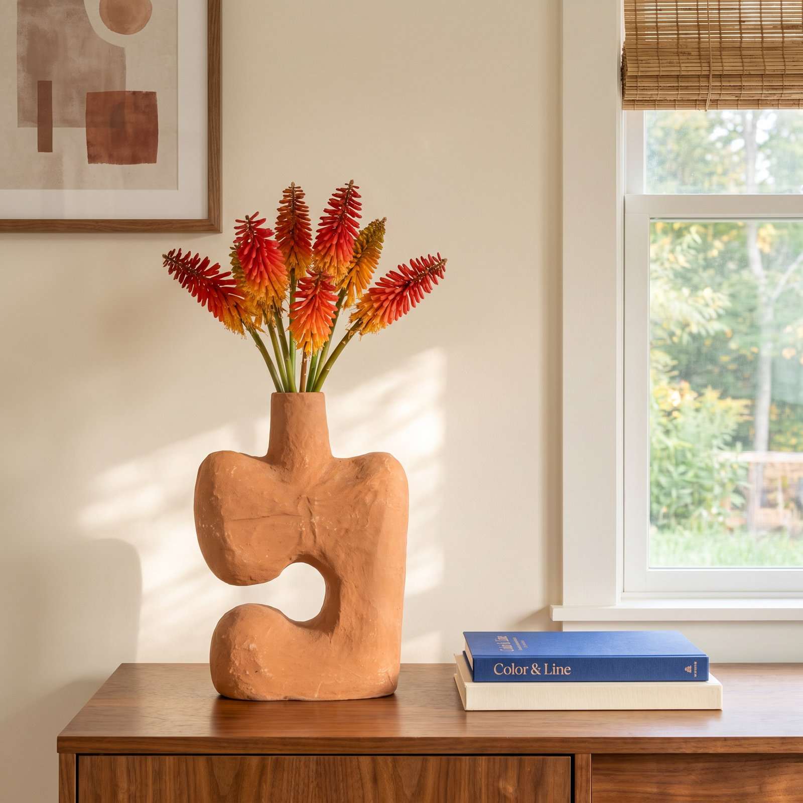 Amador 14'' Paper Mache Table Vase, Terracotta