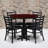 Jinnie 36'' Round Laminate Table Set with X-Base and 4 Ladder Back Metal Chairs-24678199-94654438