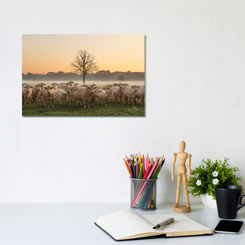 Just Come Cows And A Dead Tree by Martin Podt - Wrapped Canvas Print, 20.32 cm H x 30.48 cm W