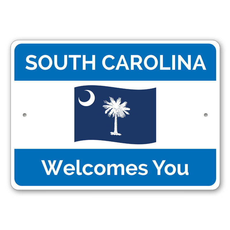 Plaque en aluminium «State Flag Welcome», H 12 po x l 18 po x P 0,06 po