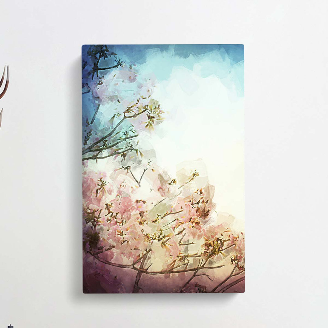 Pretty Pink Cherry Blossom Tree In Abstract - Wrapped Canvas