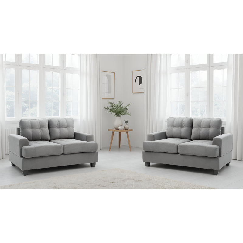 Ensemble de 2 causeuses grises Dijon, Gris