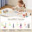 Kids Study Table and Chairs Set, Height Adjustable Toddler Table and Chair Set for Kids Ages 3-8, 31.5" L x 23.6" W Graffiti Desktop Plastic Children Art Table with 4 Seats-1320004007
