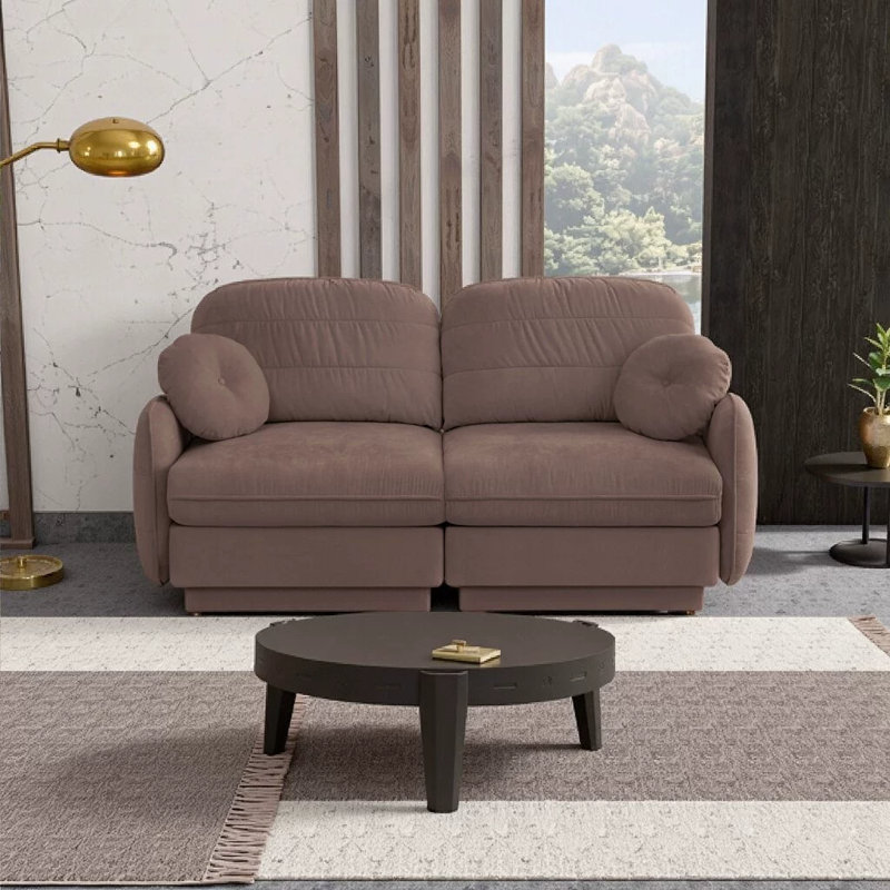 Canapé en chenille Cloud de 73,2 po avec coussins ronds Rumley, Rose Dust