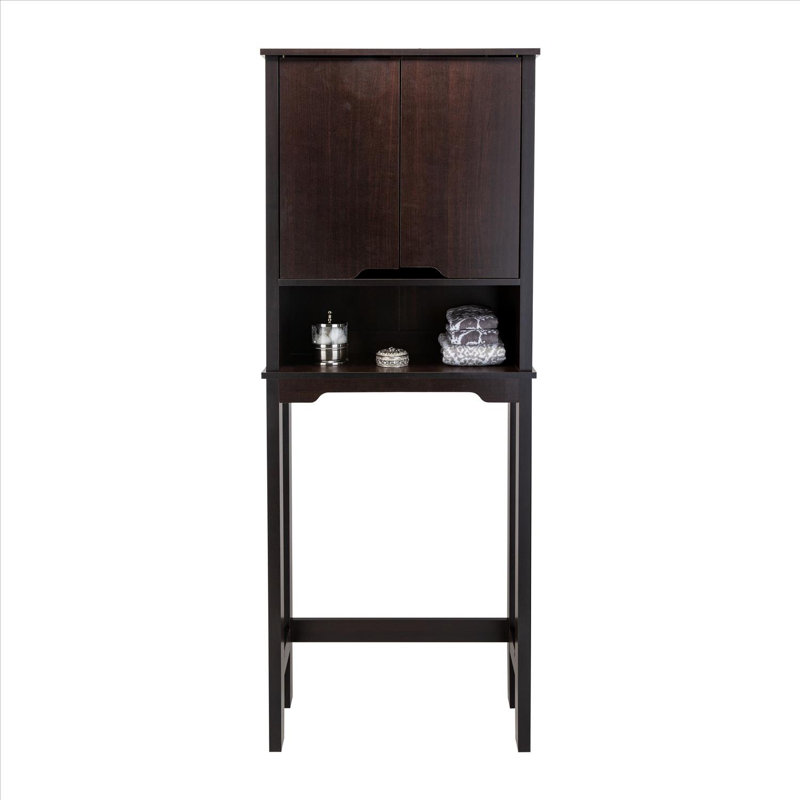 Espresso Wood Adjustable Over-the-Toilet Storage Cabinet