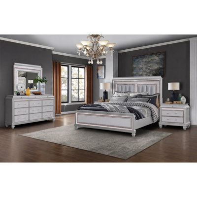 Sabrina King size 4-Piece Bedroom Set with LED Lighting