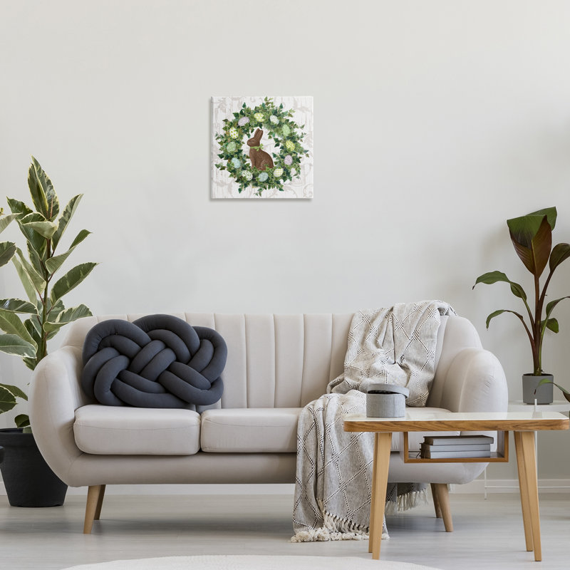 «Spring Spring Egg Wreath», art mural sur toile par Annie Lapoint, H 17 po x l 17 po