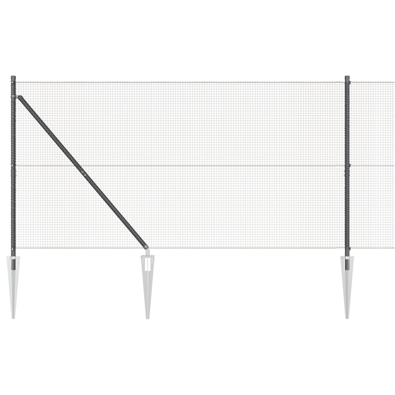 Vidaxl Welded Wire Fence With 7 Spike Posts Steel, Grey, 140cm H x 1000cm W