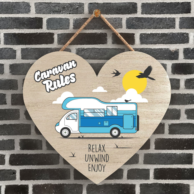 Caravan Rules Blue - Print on MDF, 9cm H x 10cm W x 0.5cm D