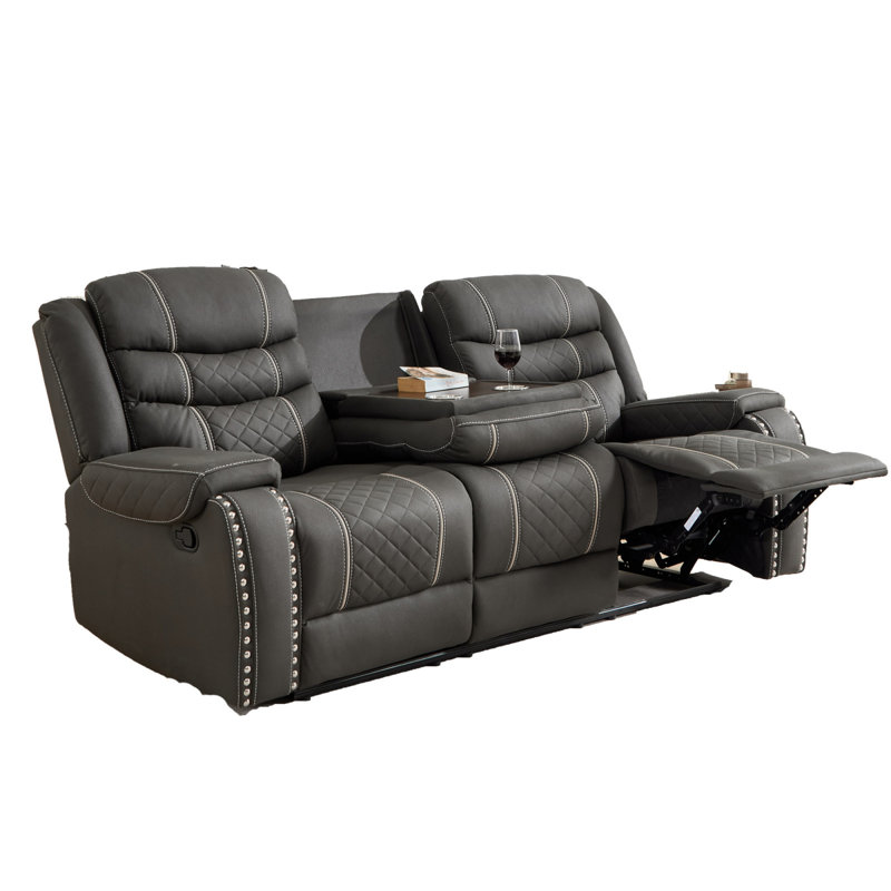 Fauteuil inclinable, canapé manuel en microfibre noir avec confort à 155 degrés pour la maison