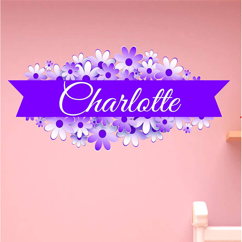 Décalcomanie murale nom de fleur personnalisée, Mauve, Oui, H 10 po x l 20 po