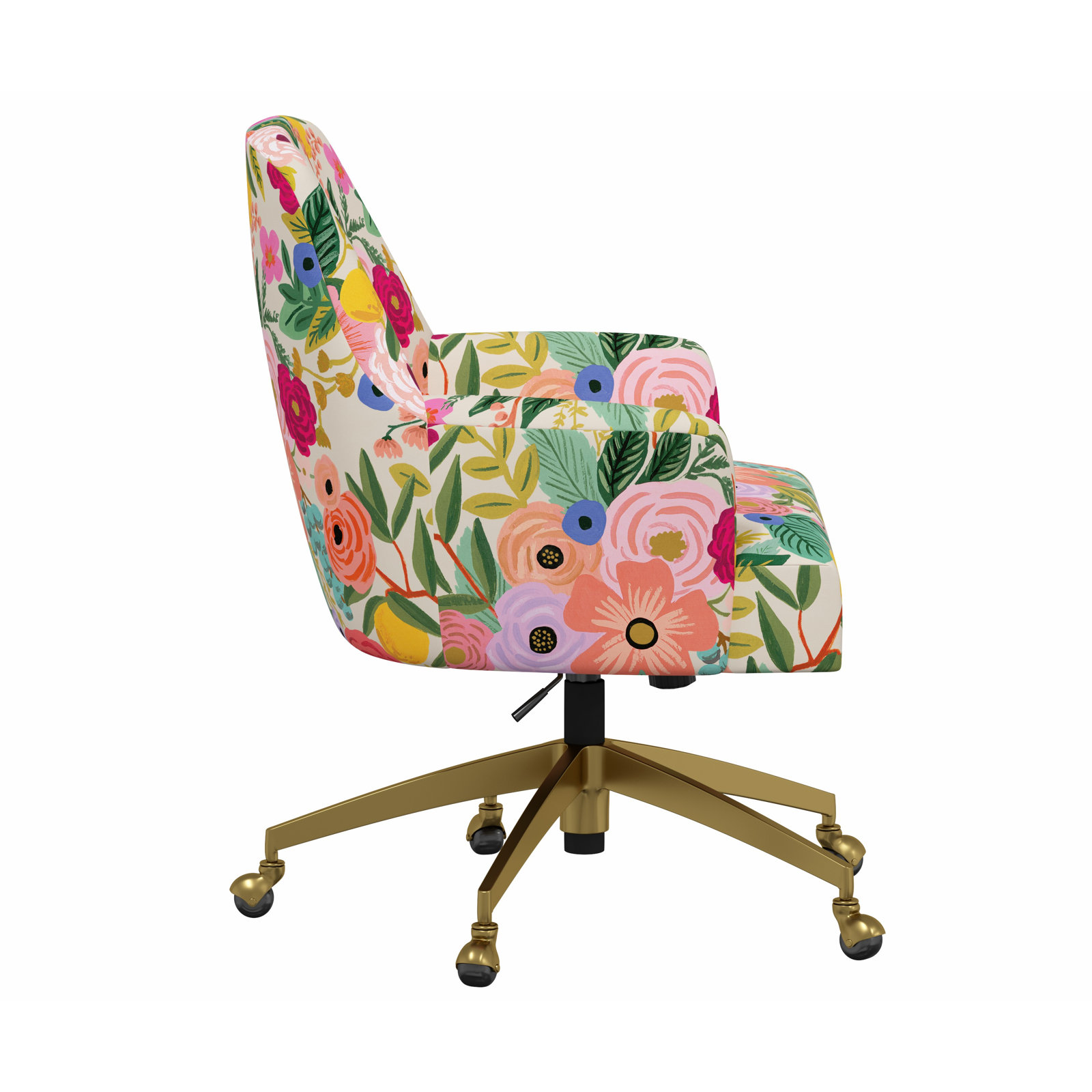 Rifle Paper Co. x Cloth & Company Yvette Office Chair, Rpc Garden Party Garden Linen, Brushed Gold