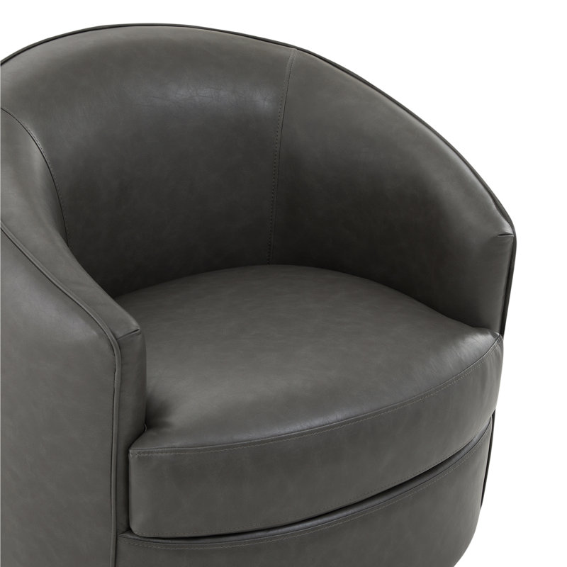 Fauteuil demi-tonneau Bernhardiène, Similicuir gris