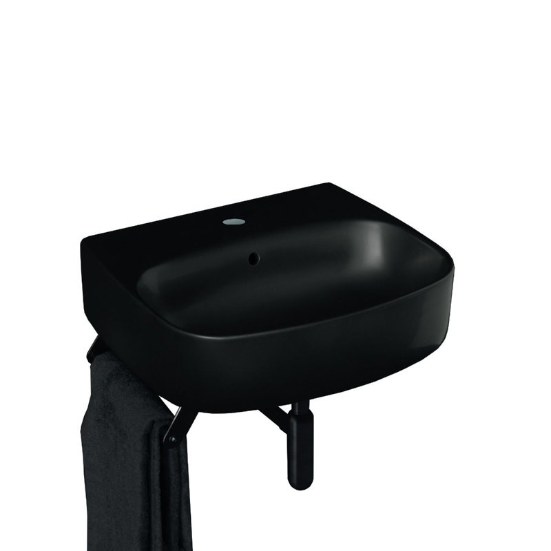 WS Bath Collections Nolita 17.7'' Ceramic Rectangular Bathroom Sink with Overflow, Matte Black, Single