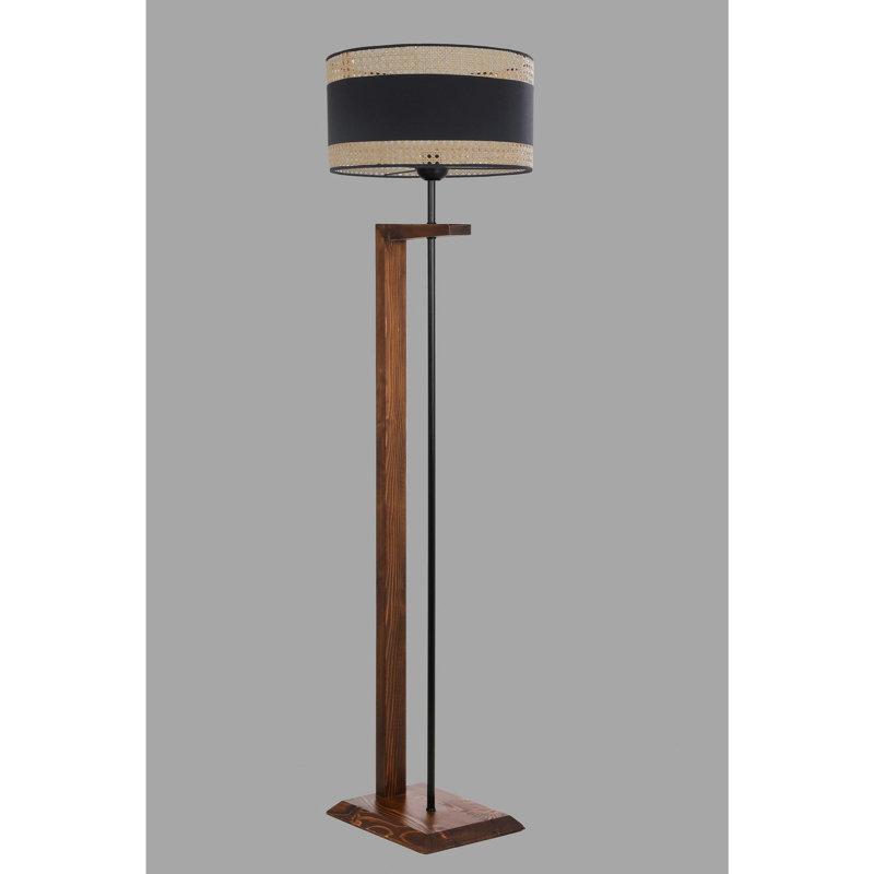 Luro Stylish Floor Lamp, 100% Metal, 65.0 in Tall | Walnut Finish, 17.7 in Cap Diameter, 9.4 in Cap Height | E27 Socket (Max 60W), On/Off Switch on Cable | Perfect for Living Room, Bedroom & Office Decor, Elegant Design