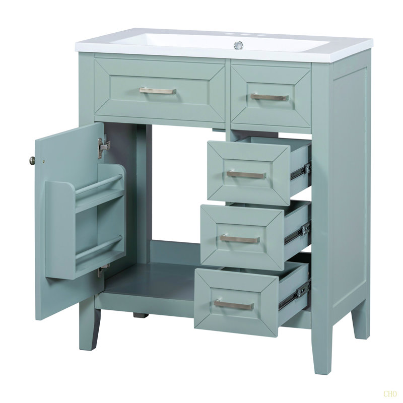 Ensemble de meuble-lavabo 30 po avec lavabo, armoire de salle de bain avec tiroirs, structure solide et panneau de fibres à densité moyenne