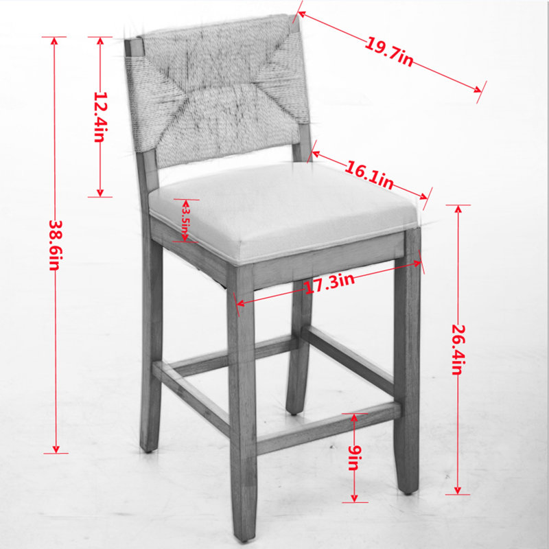 Ensemble de 2 tabourets de bar en rotin de 68,5 cm (27 pouces) de hauteur comptoir avec sièges rembourrés