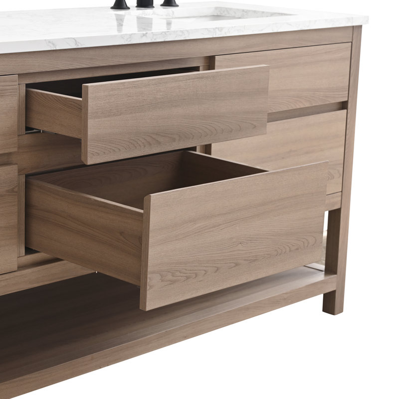 Meuble-lavabo double 72 po avec plateau en pierre reconstituée Wesli