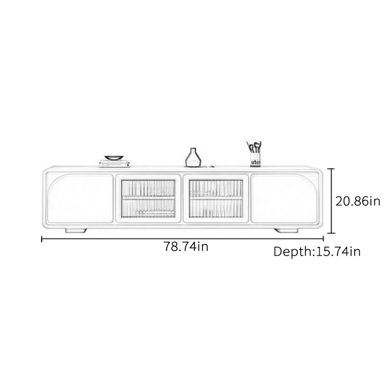 Meuble télé simple en bois massif de style crème moderne, 78.74"