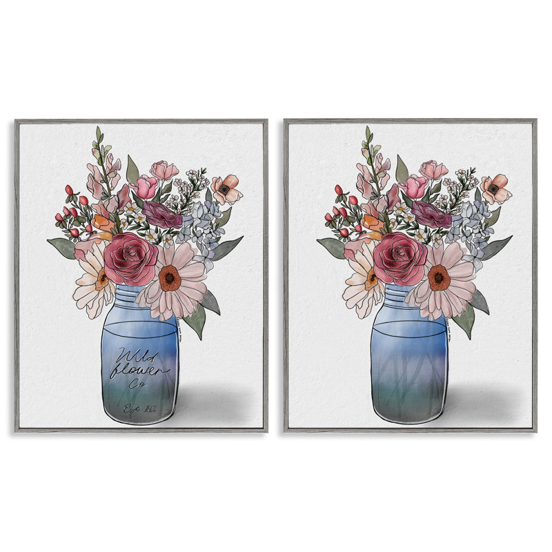 Ensemble de 2 giclées encadrées Farmers Market Vases, design par Alisha Kiara Design, H 14 po x l 11 po