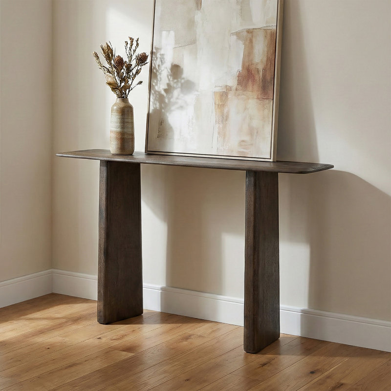 Mid-Century Modern Solid Mango Wood Console Table, 47" - Mocha